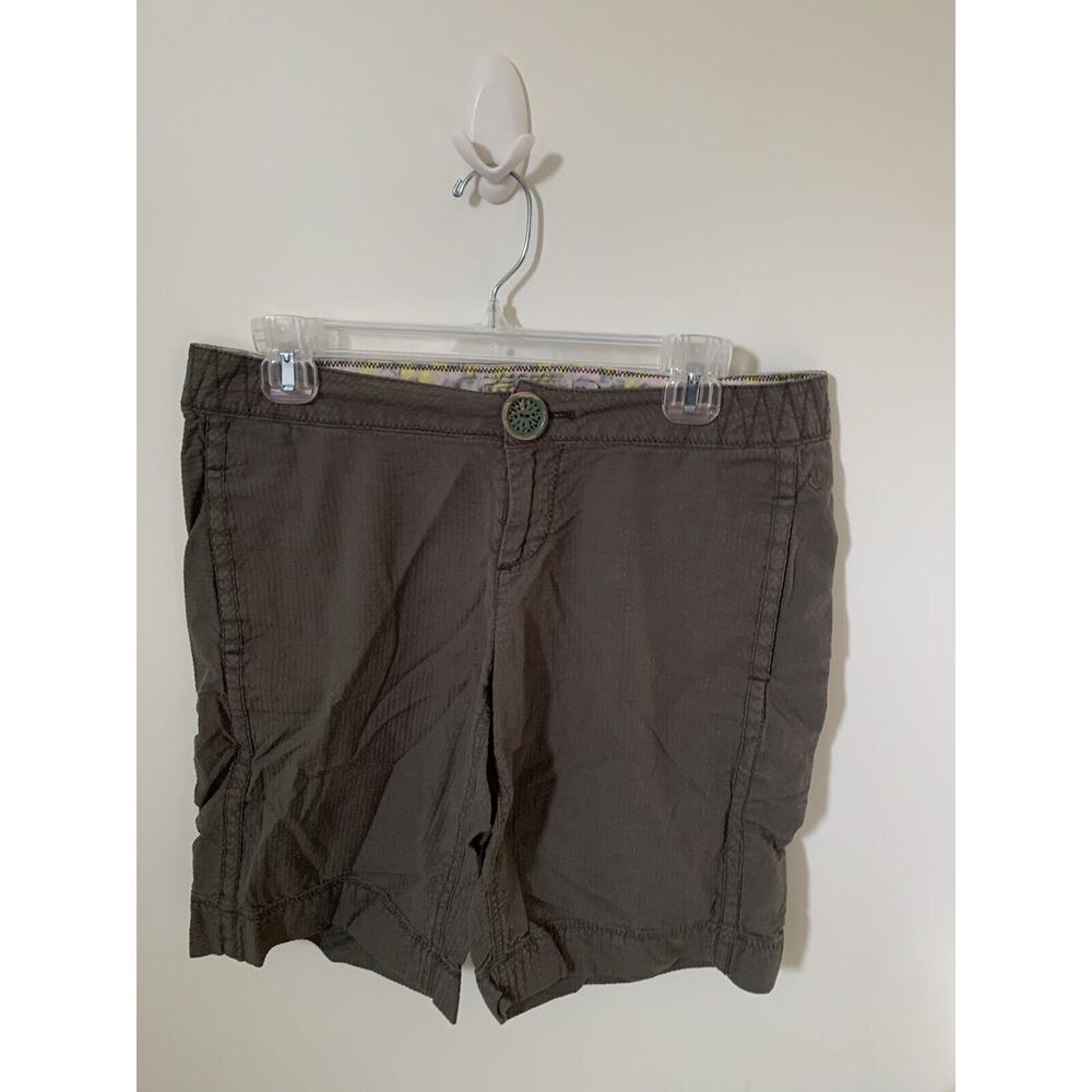 REEF Womens Shorts Size 29/9 Bermuda Cotton Olive Green 11" Inseam